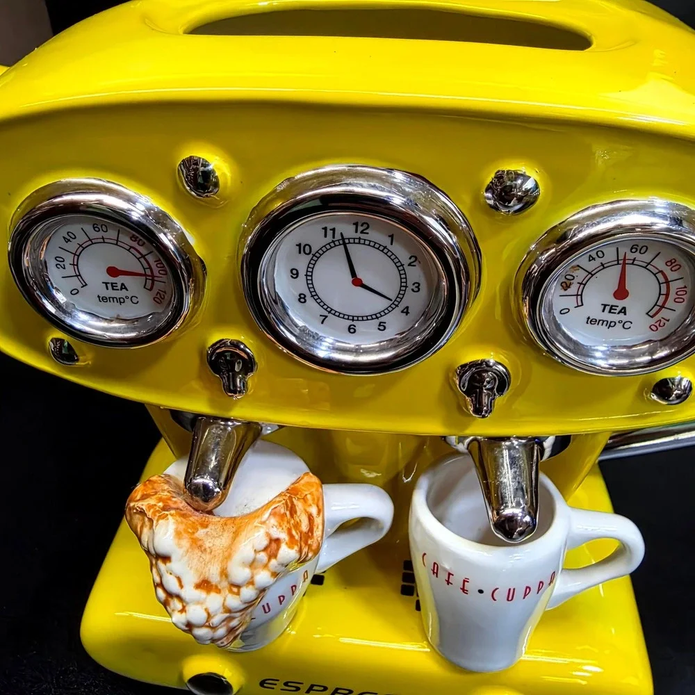The Teapottery Espresso Machine Teapot Large Yellow Limited Edition 16/500